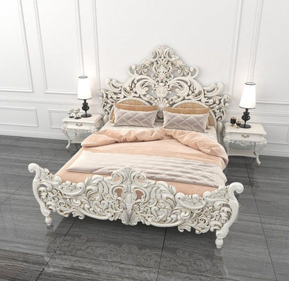 Bonita Indian Hand Carved Solid Mango Wood Bed