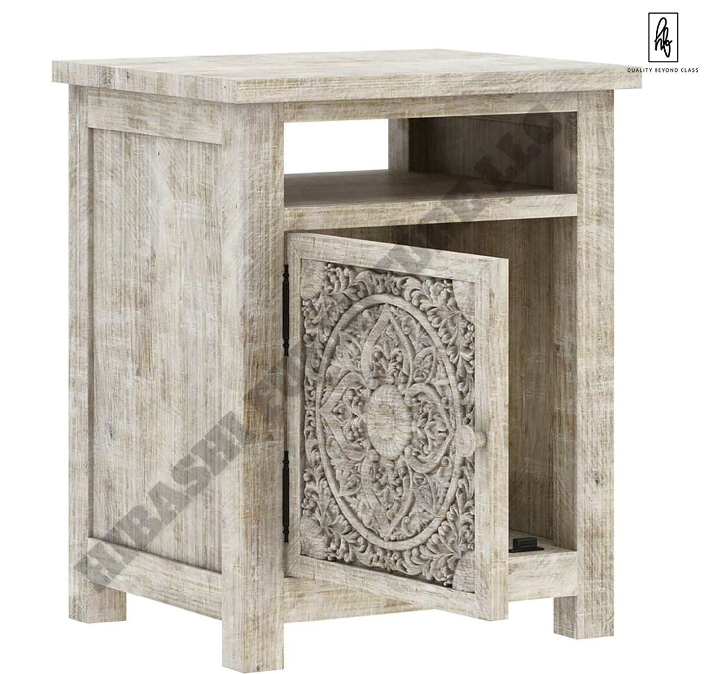 ILANO Weathered Hand - carved Solid Mango Wood Nightstand – handcrafted solid wood furniture