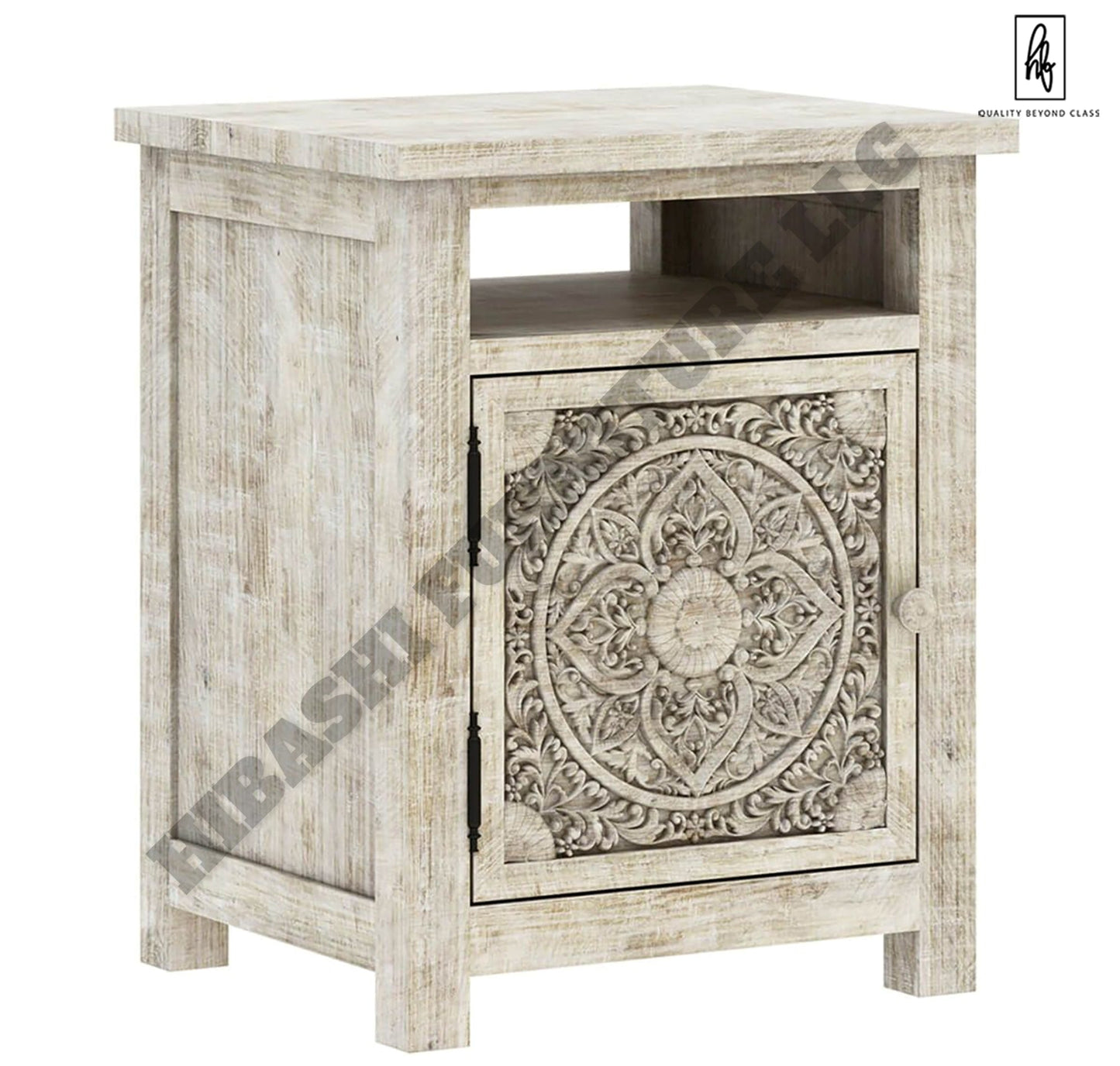 ILANO Weathered Hand - carved Solid Mango Wood Nightstand – handcrafted solid wood furniture