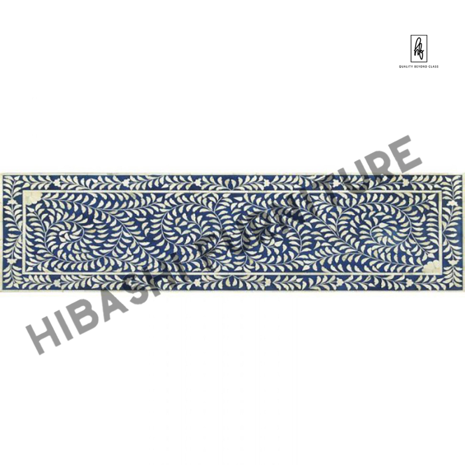 IMAHE Bone Inlay Blue Bone Inlay Bench, Foot End by Hibashi Furniture – handcrafted solid wood furniture made in India