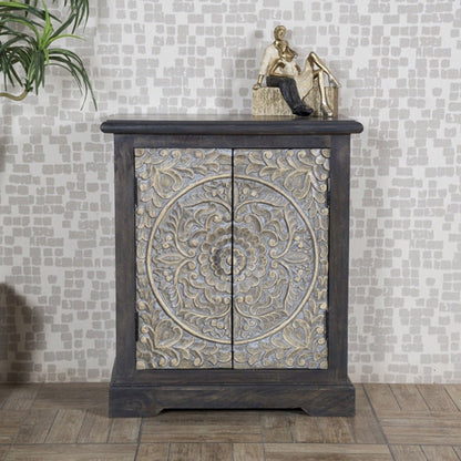 Indian Carved Sideboard Small Cabinet by Hibashi Furniture – handcrafted solid wood furniture made in India