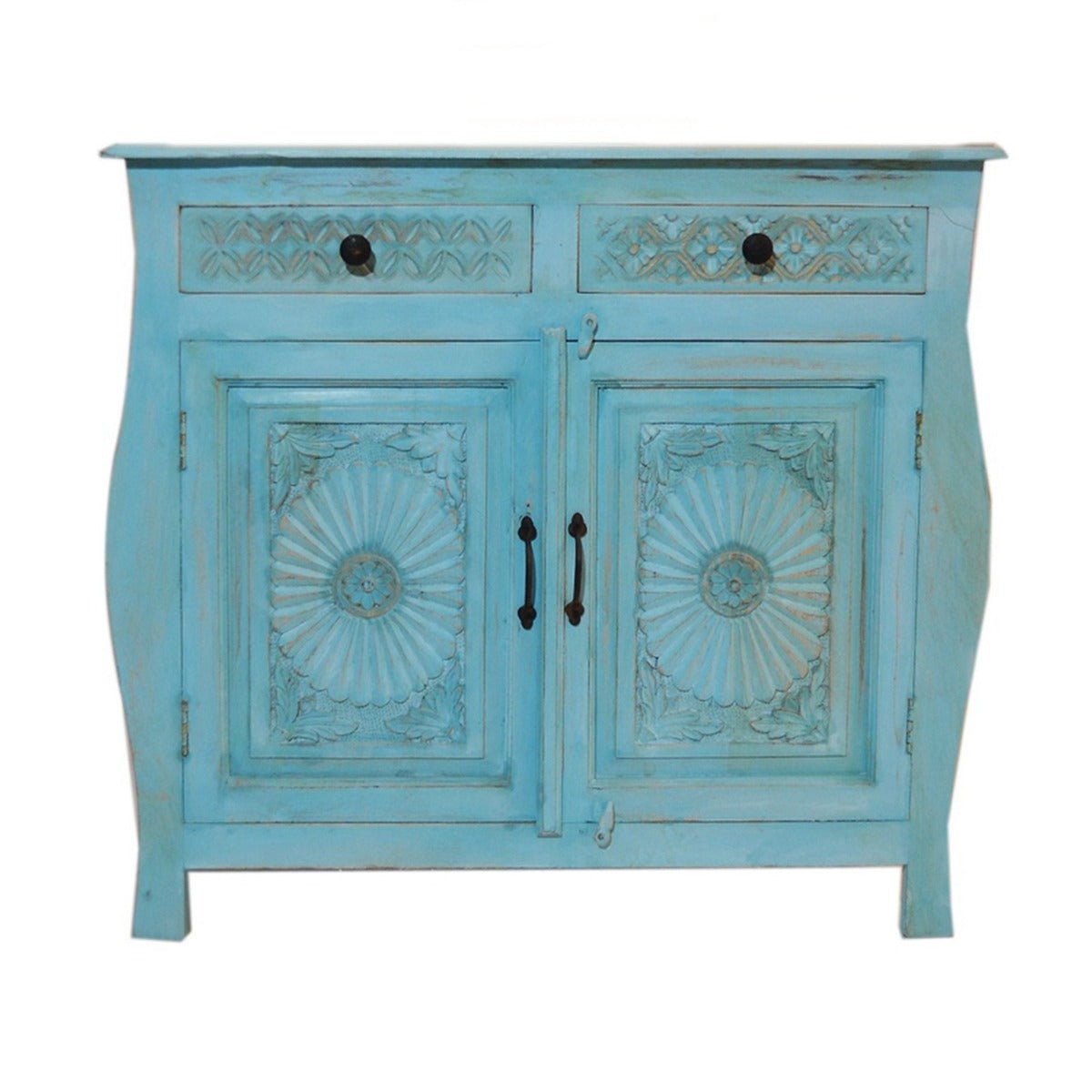 Indian Colonial Style Carved Sideboard – handcrafted solid wood furniture