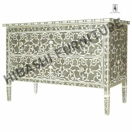 Indian Floral Accent Bone Inlay Sideboard by Hibashi Furniture – handcrafted solid wood furniture made in India