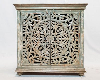 Indian Rustic Hand Carved Doors Buffet Sideboard – handcrafted solid wood furniture