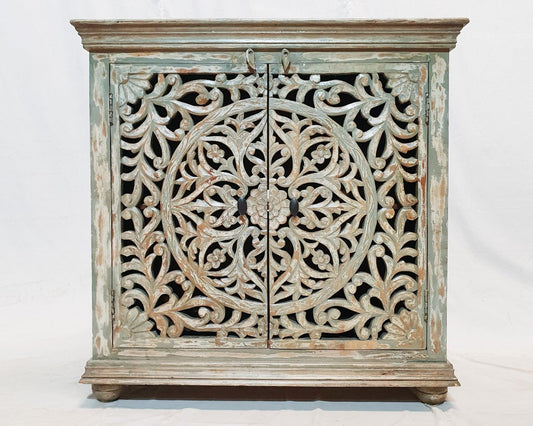 Indian Rustic Hand Carved Doors Buffet Sideboard by Hibashi Furniture – handcrafted solid wood furniture made in India