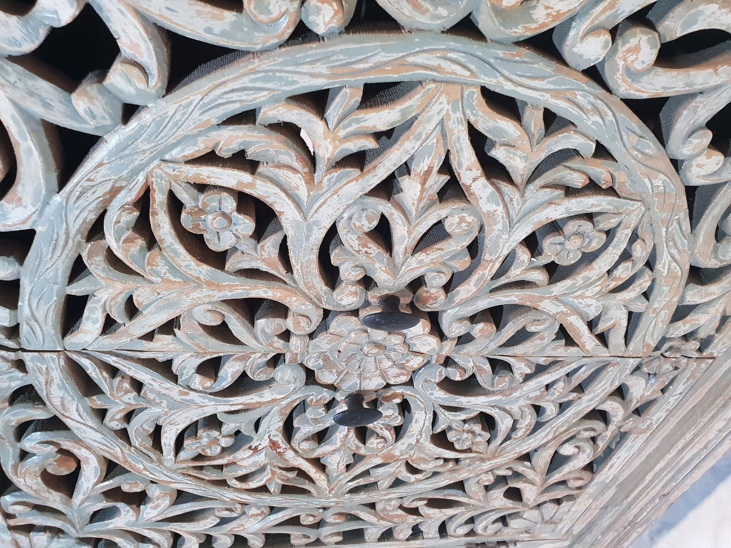 Indian Rustic Hand Carved Doors Buffet Sideboard – handcrafted solid wood furniture