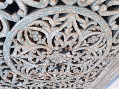 Indian Rustic Hand Carved Doors Buffet Sideboard – handcrafted solid wood furniture