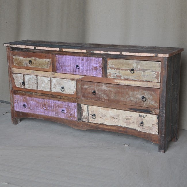 Rustica Reclaimed Wood 7 Drawer Chest of Drawers Multicolor
