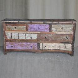 Rustica Reclaimed Wood 7 Drawer Chest of Drawers Multicolor