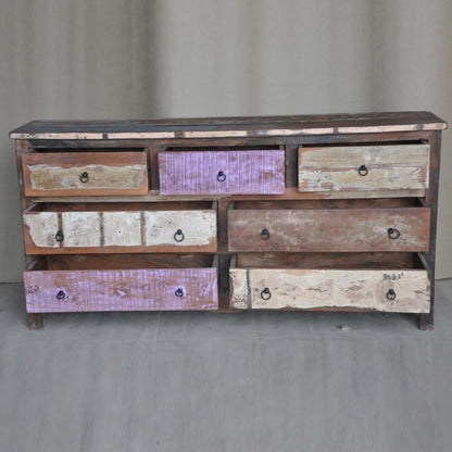 Rustica Reclaimed Wood 7 Drawer Chest of Drawers Multicolor