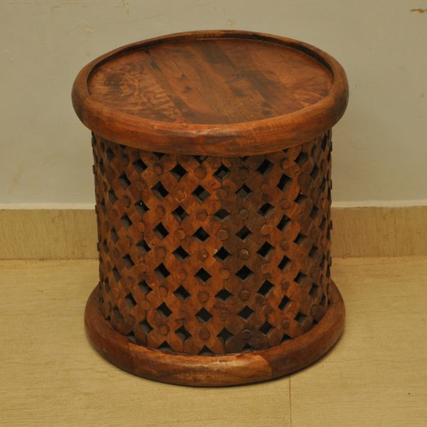 Hand Carved Round Coffee Table Small