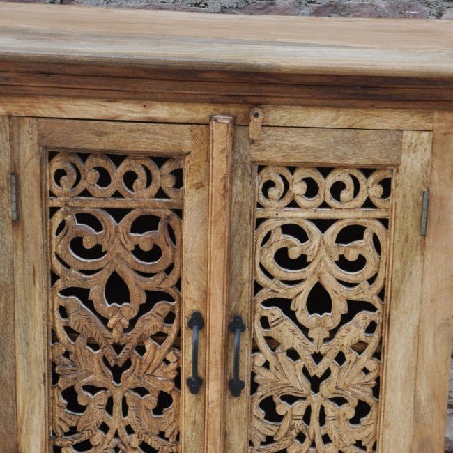 Jali Sideboard - Solid Wood Chest of 5 Drawers Storage Cabinet – handcrafted solid wood furniture