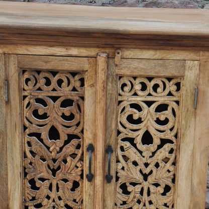 Jali Sideboard - Solid Wood Chest of 5 Drawers Storage Cabinet – handcrafted solid wood furniture