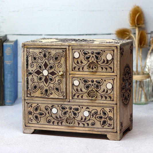 JASE Solid Mango Wood Three Drawer Chest by Hibashi Furniture – handcrafted solid wood furniture made in India
