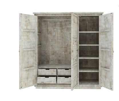 Juffair Hand Carved Solid Wood Armoire – handcrafted solid wood furniture