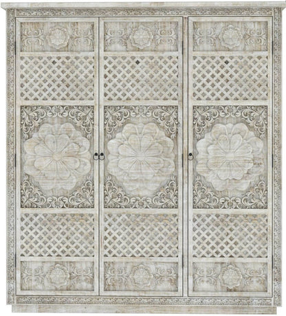 Juffair Hand Carved Solid Wood Armoire by Hibashi Furniture – handcrafted solid wood furniture made in India