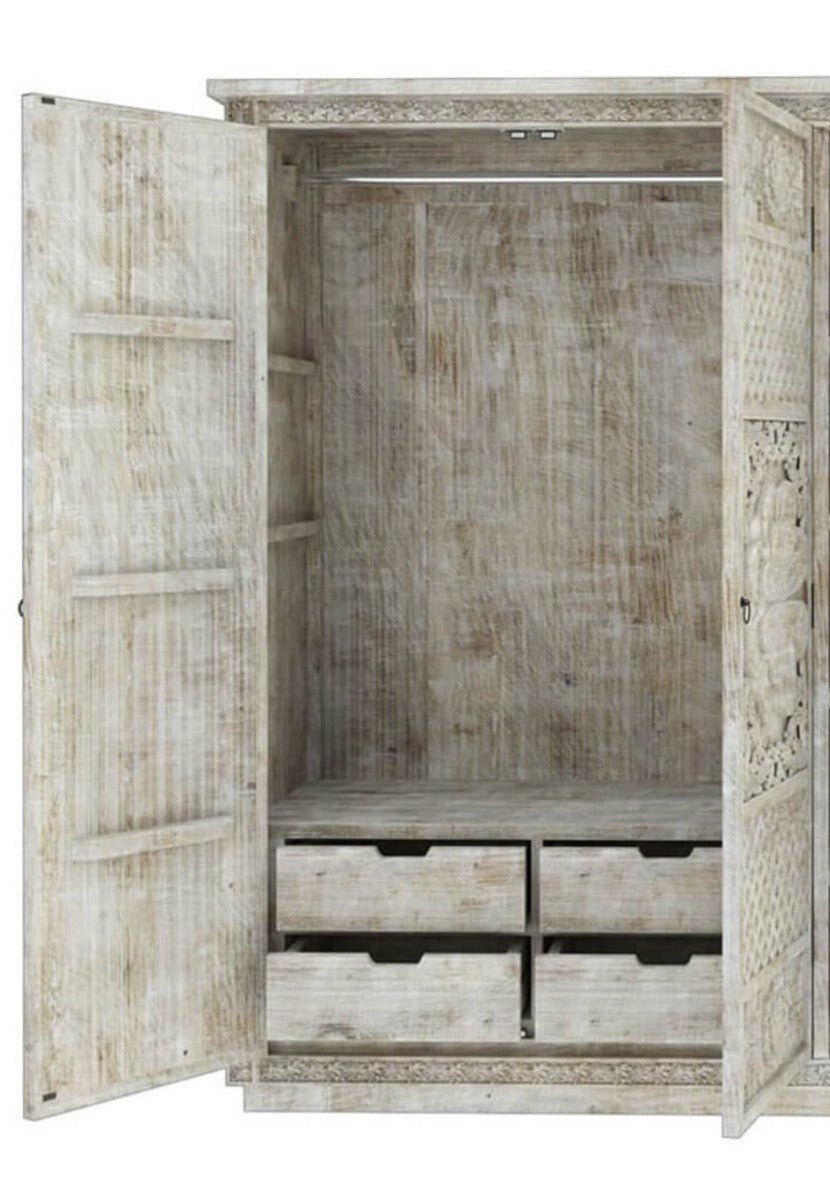 Juffair Hand Carved Solid Wood Armoire – handcrafted solid wood furniture