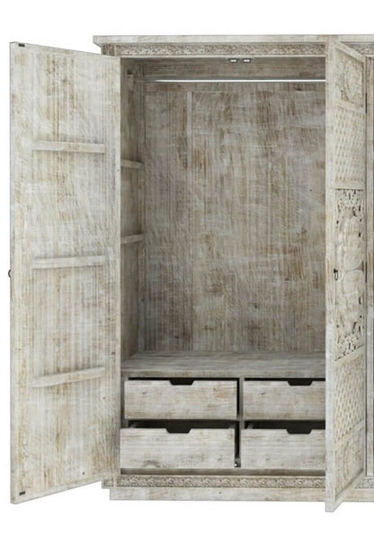 Juffair Hand Carved Solid Wood Armoire – handcrafted solid wood furniture