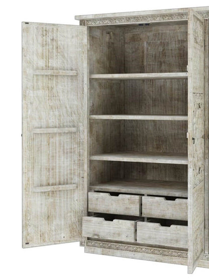 Juffair Hand Carved Solid Wood Armoire – handcrafted solid wood furniture