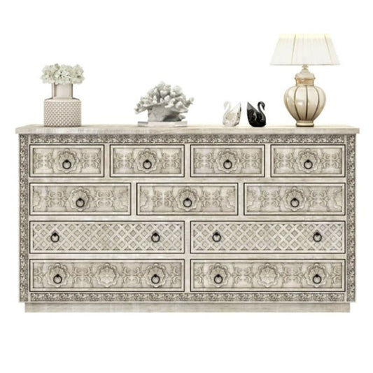 Juffair Hand Carved Wooden eleven Drawer Dresser by Hibashi Furniture – handcrafted solid wood furniture made in India