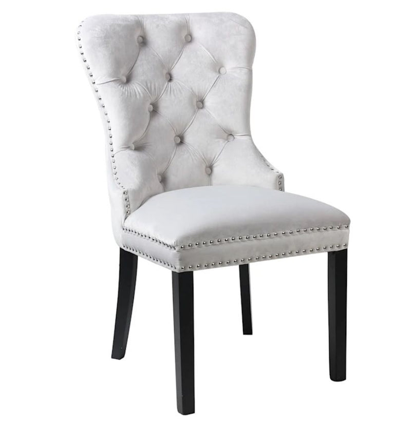 ALAPAN Velvet Grey Tufted Ring Back Chair – Hibashi Furniture LLC