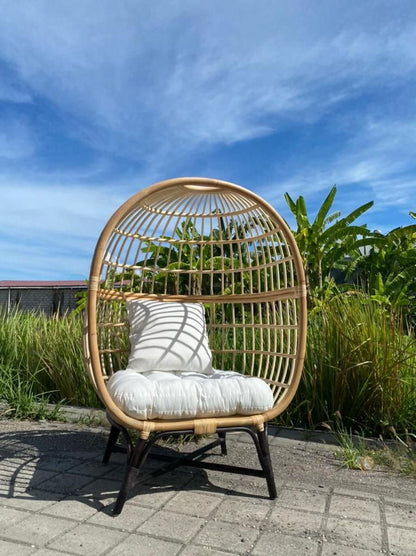 KAMALA Rattan Egg Chair – handcrafted solid wood furniture