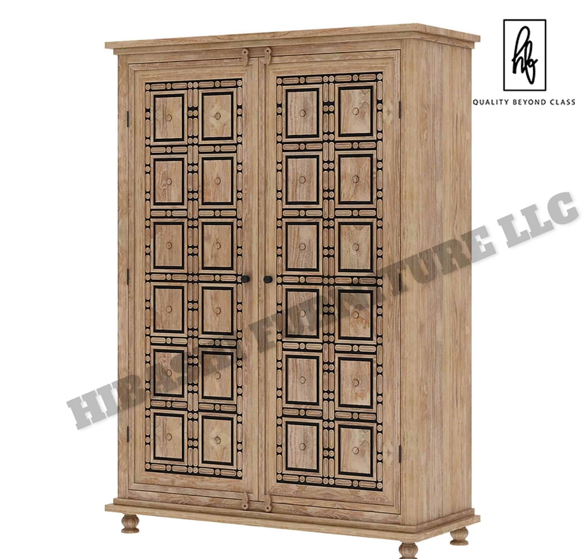 KARINA Traditional Solid Wood Armoire Wardrobe With 4 Drawers – handcrafted solid wood furniture
