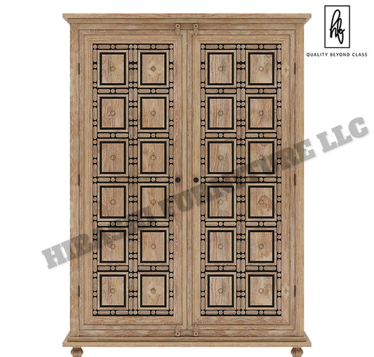 KARINA Traditional Solid Wood Armoire Wardrobe With 4 Drawers by Hibashi Furniture – handcrafted solid wood furniture made in India