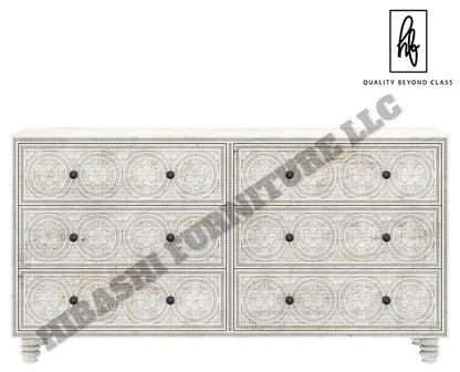 KHALIFA Hand carved 6 Drawer Dresser – handcrafted solid wood furniture