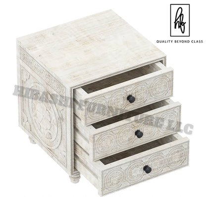 KHALIFA Hand carved Bedside Table – handcrafted solid wood furniture