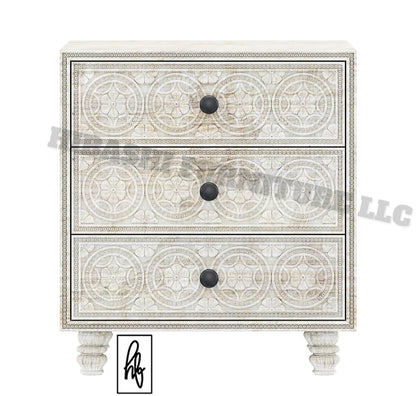 KHALIFA Hand carved Bedside Table – handcrafted solid wood furniture