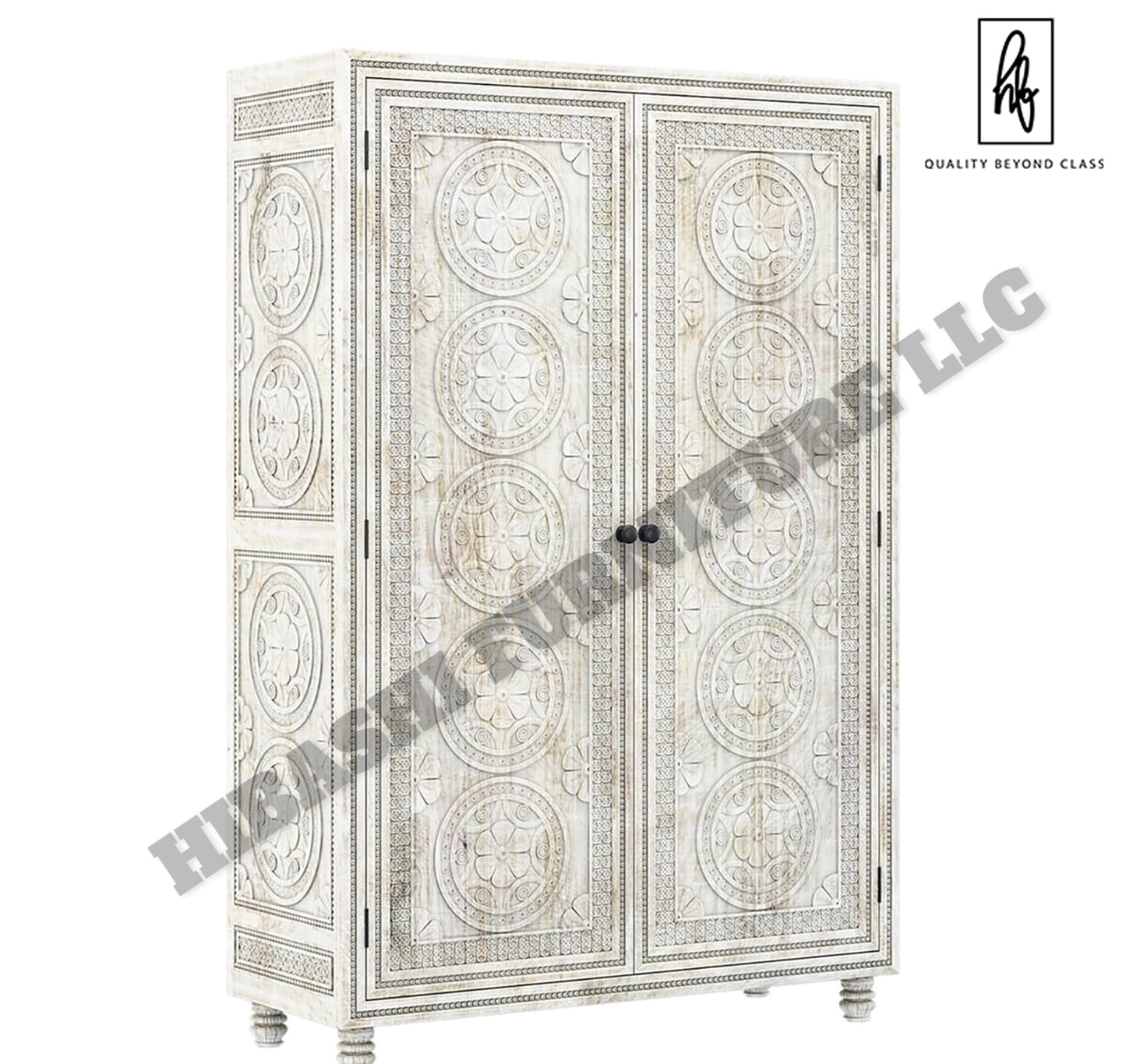 KHALIFA Hand carved Wardrobe Armoire – handcrafted solid wood furniture