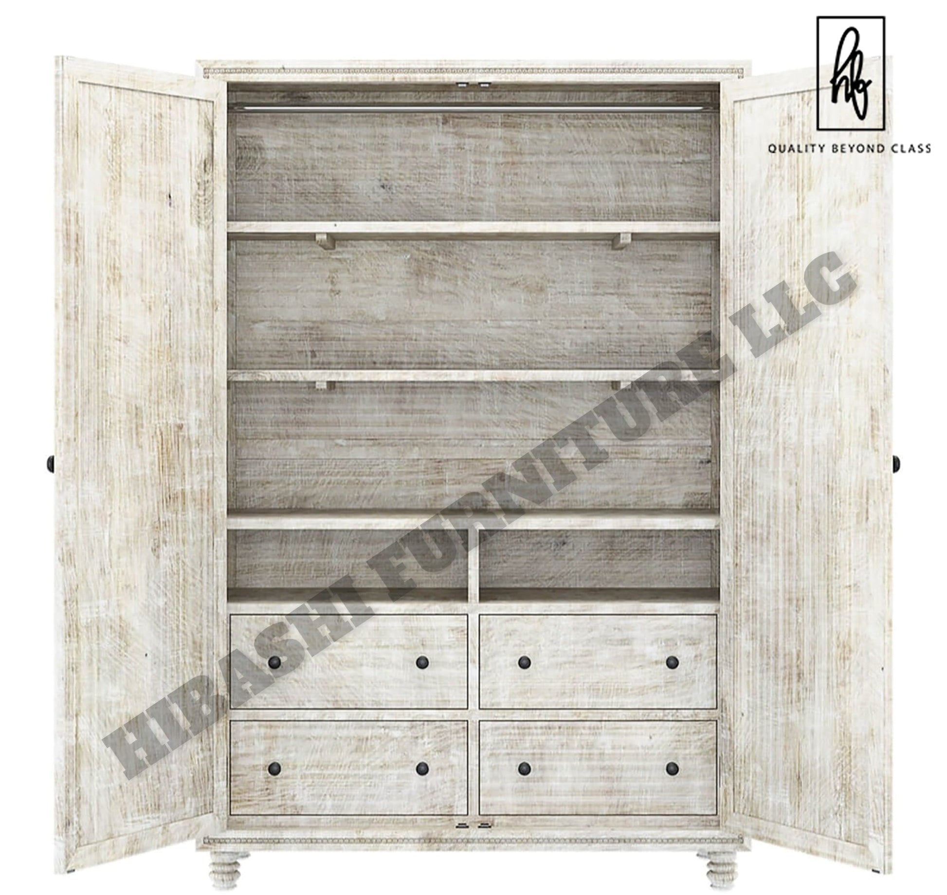 KHALIFA Hand carved Wardrobe Armoire – handcrafted solid wood furniture