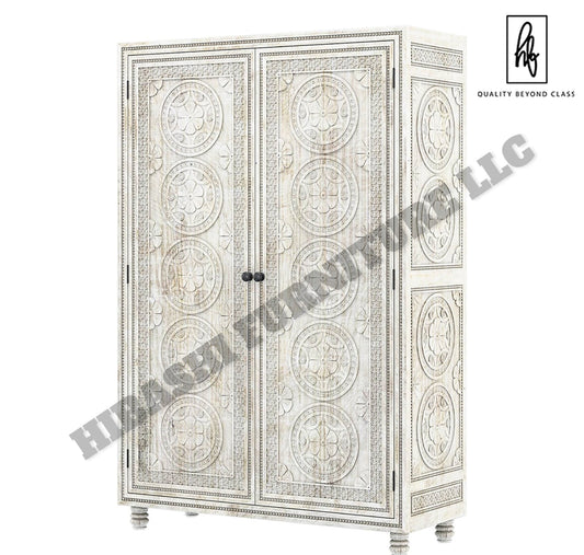 KHALIFA Hand carved Wardrobe Armoire by Hibashi Furniture – handcrafted solid wood furniture made in India