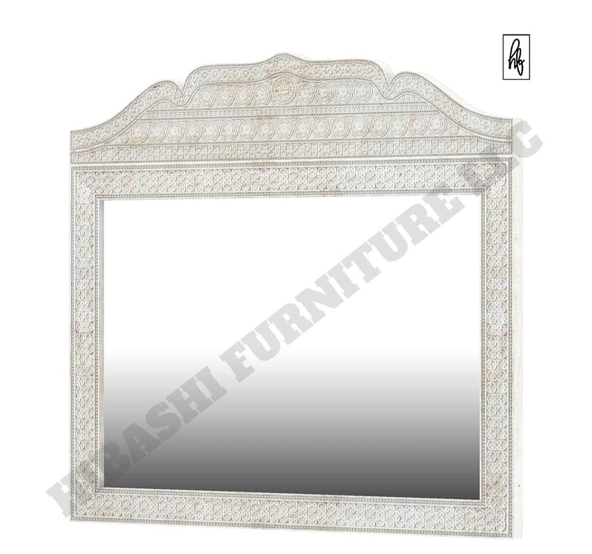 KHALIFA Solid Mango Wood Hand Carved Moroccan Style Mirror Frame – handcrafted solid wood furniture