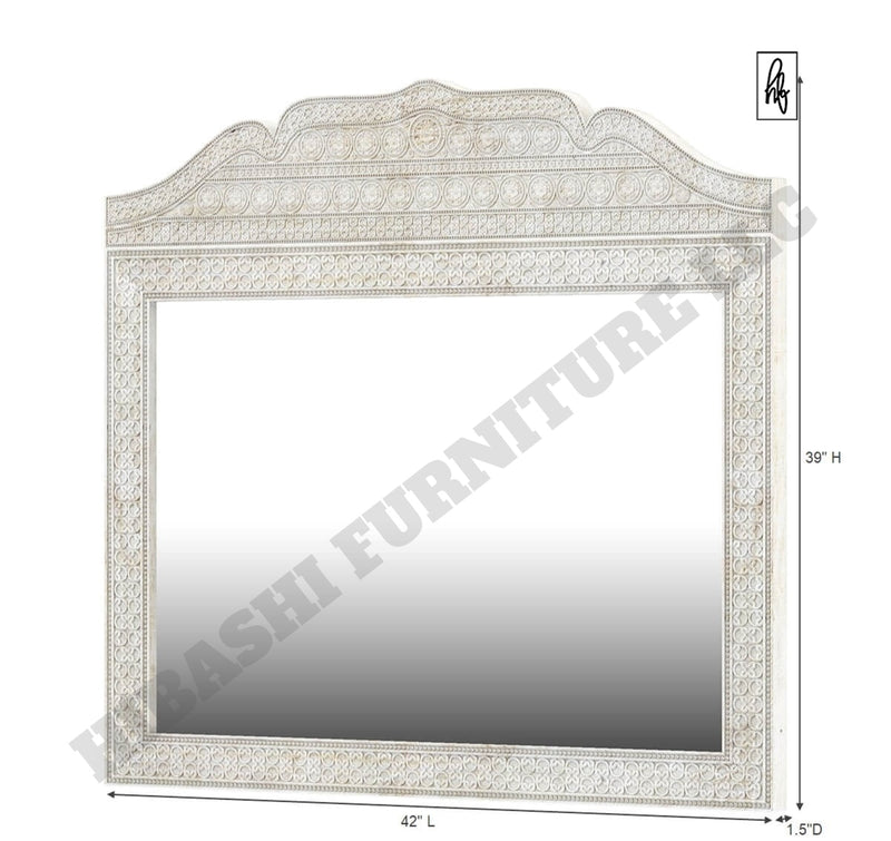 KHALIFA Solid Mango Wood Hand Carved Moroccan Style Mirror Frame