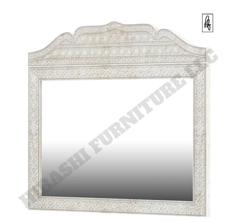 KHALIFA Solid Mango Wood Hand Carved Moroccan Style Mirror Frame