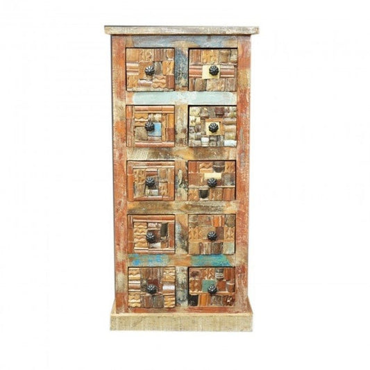 Liberty Reclaimed Timber Wood Tallboy Chest of 10 Drawers by Hibashi Furniture – handcrafted solid wood furniture made in India