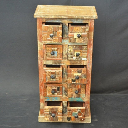 Liberty Reclaimed Timber Wood Tallboy Chest of 10 Drawers – handcrafted solid wood furniture