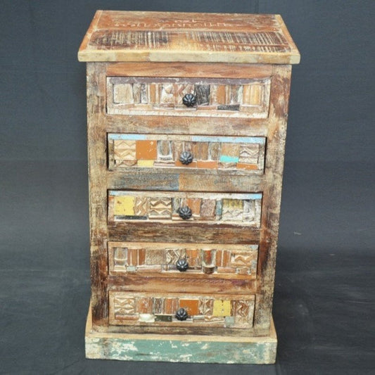 Liberty Reclaimed Wood Chest of 5 Drawers Tallboy by Hibashi Furniture – handcrafted solid wood furniture made in India