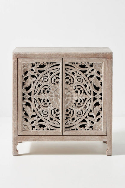 Lombok Hand carved Indian Style Entryway Cabinet / Hand Made Wooden Sideboard cabinet by Hibashi Furniture – handcrafted solid wood furniture made in India
