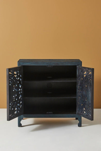 Lombok Hand carved Indian Style Entryway Cabinet / Hand Made Wooden Sideboard cabinet by Hibashi Furniture – handcrafted solid wood furniture made in India