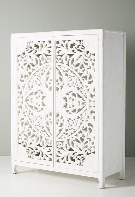 Lombok Hand Carved wooden Armoire / Hand Carved Wooden Wardrobe – handcrafted solid wood furniture