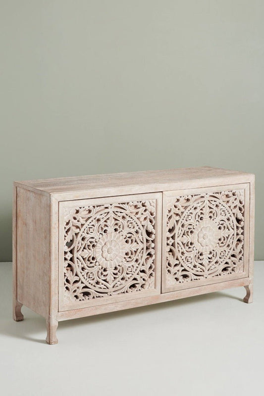 Lombok hand carved Wooden Sideboard Buffet Table by Hibashi Furniture – handcrafted solid wood furniture made in India