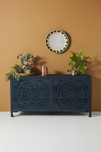 Lombok Hand Carved Wooden Six Drawer Dresser/ Hand Made wooden Dresser by Hibashi Furniture – handcrafted solid wood furniture made in India