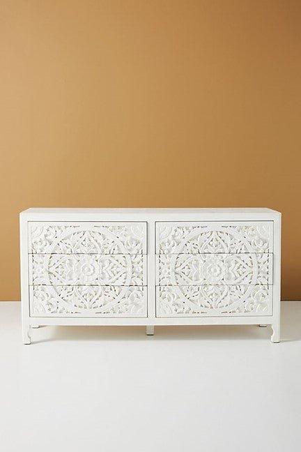 Lombok Hand Carved Wooden Six Drawer Dresser/ Hand Made wooden Dresser by Hibashi Furniture – handcrafted solid wood furniture made in India