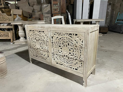 Lombok Hand Carved Wooden Six Drawer Dresser/ Hand Made wooden Dresser by Hibashi Furniture – handcrafted solid wood furniture made in India