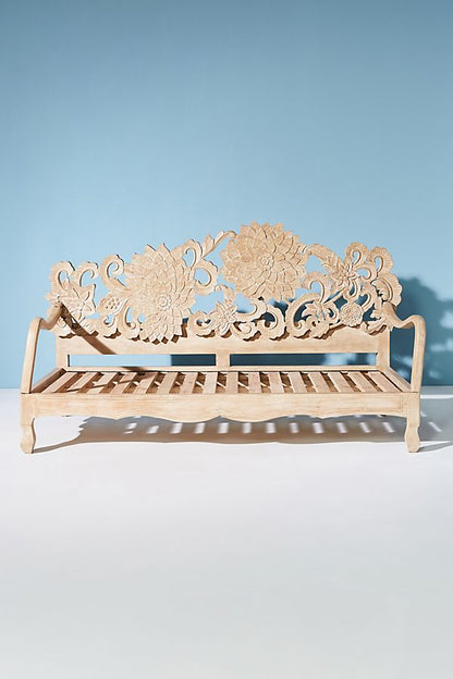 Lotus Hand Carved Solid Wooden Indoor / Outdoor Daybed – handcrafted solid wood furniture