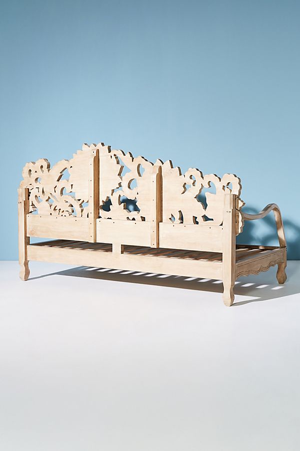 Lotus Hand Carved Solid Wooden Indoor / Outdoor Daybed – handcrafted solid wood furniture