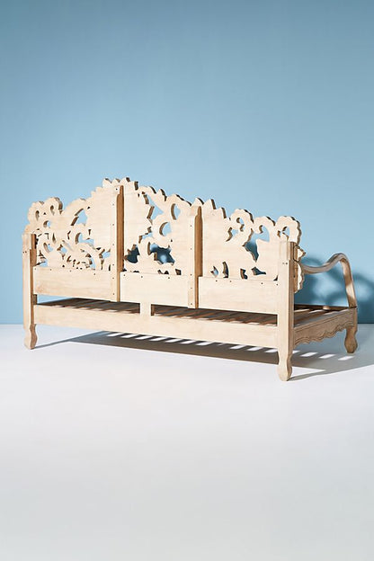 Lotus Hand Carved Solid Wooden Indoor / Outdoor Daybed – handcrafted solid wood furniture